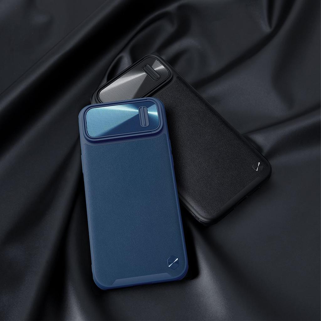 Чехол Nillkin CamShield S Leather для iPhone 14 - черный с крышкой камеры