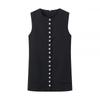Kaslead New Arrival Women's Clothing Fashion Style Fashion All-Match Button Design round Neck Vest Top