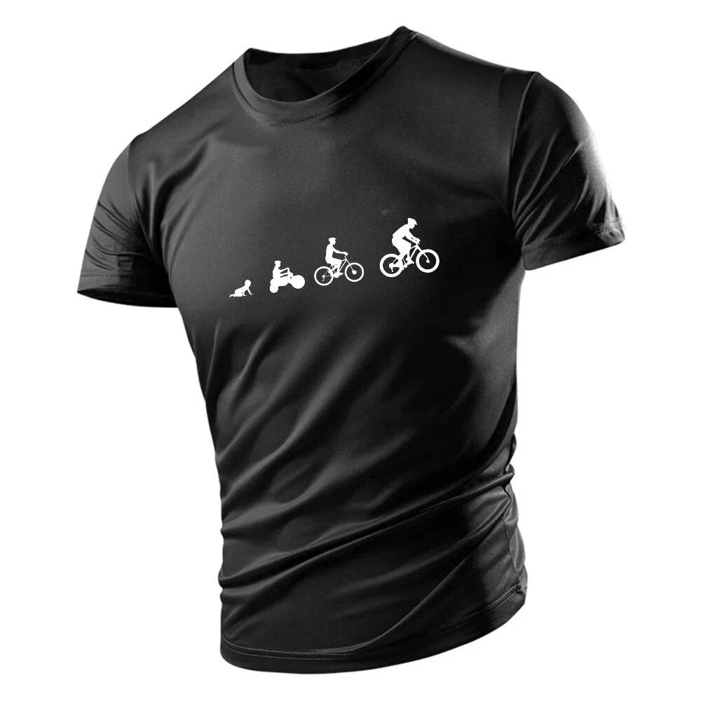 Four Seasons New Outdoor Casual Street Style 2d Bicycle Print Top Men'S T-Shirt Short Sleeve Loose Comfortable Quick Drying
