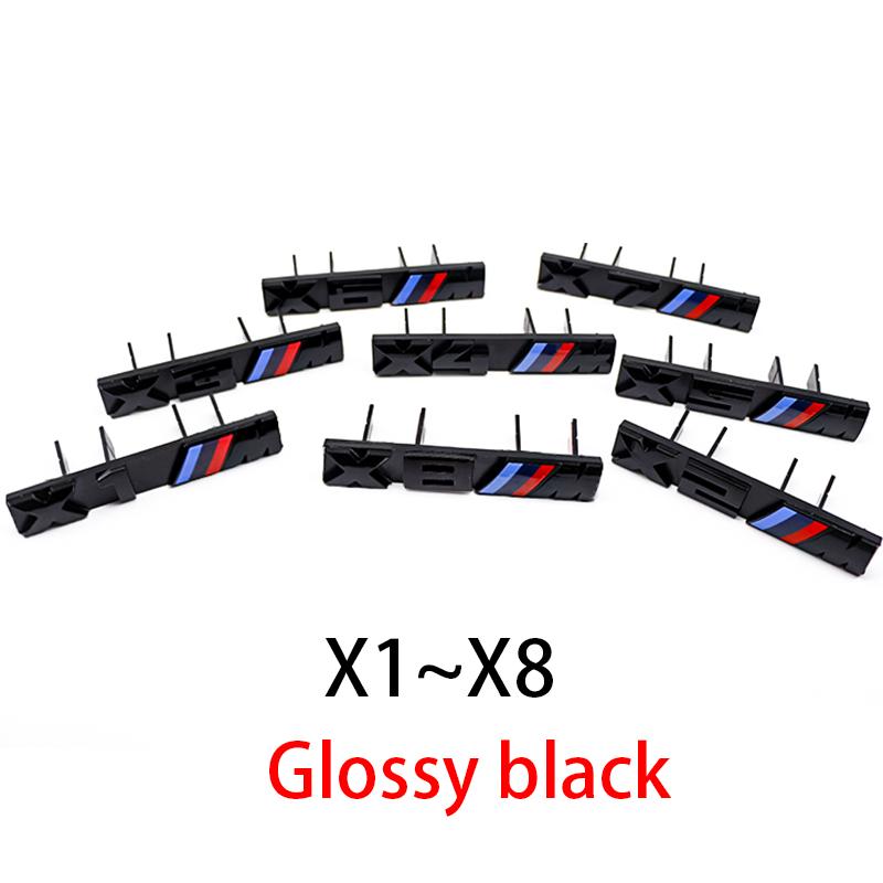 AAAQT1 M Logo Car Front Hood Grille Badge For BMW M1 M2 M3 M4 M5 M6 M7 M8 X3M X4M X5M X6M ABS Glossy Black X Emblem Front Grille Badge