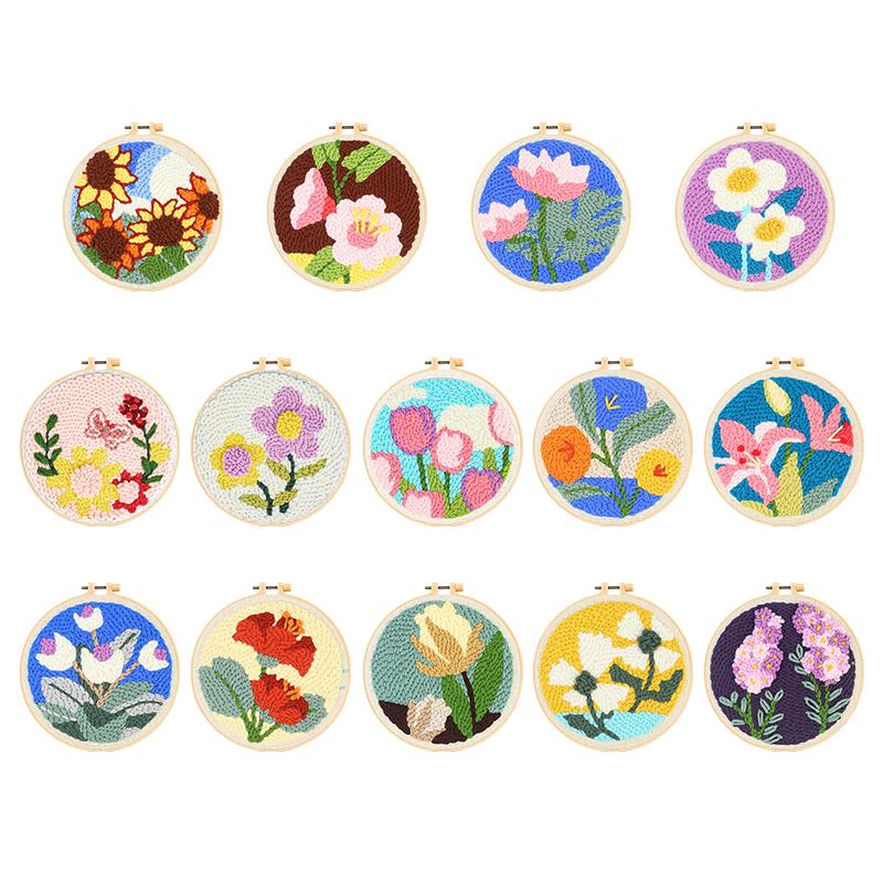 1 Набор Вышивка Цветочный Узор DIY Вышивка Иголкой с Пробивкой Набор для Начинающих Плетение Инструменты для Вышивания Крестиком