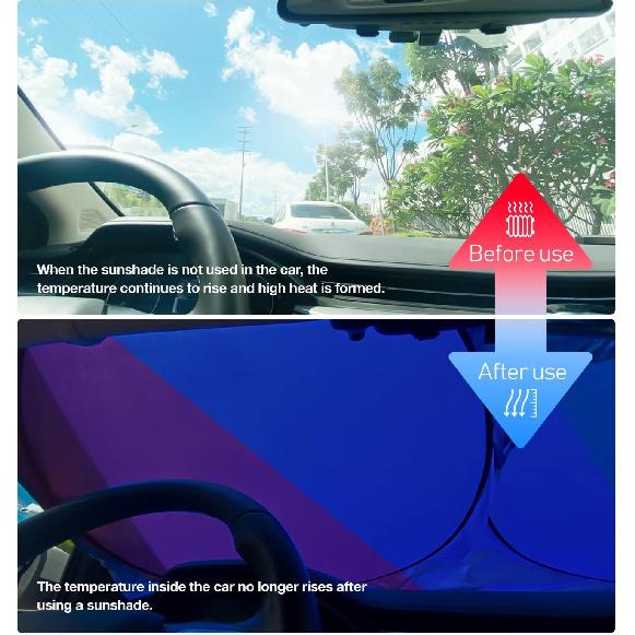 Car Windshield Sun Shade Blocks UV Rays Sun Visor Protector, Blue Material, No Reflected Glare, Sunshade For X1 X3 X5 (Blue)