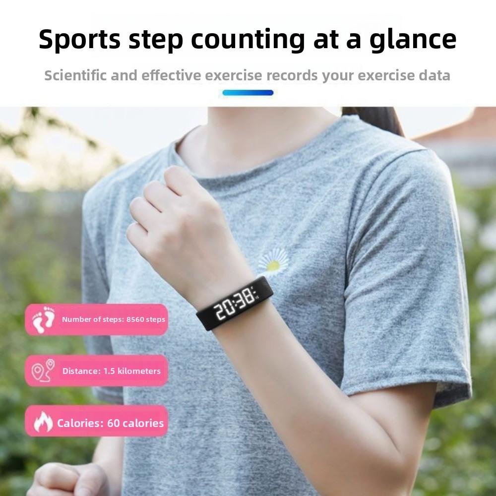 LED Digital Fitness Tracker with Calorie Counter Vibrating Alarm Bracelet  for Students
