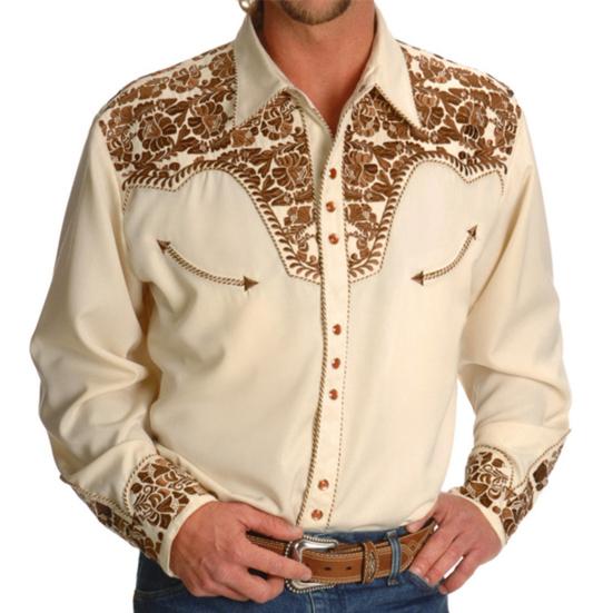 Men Spring Fall Shirt Loose Vintage Ethnic Style Print Color Matching Long Sleeve Lapel Single-breasted Mid Length Cardigan Men Top