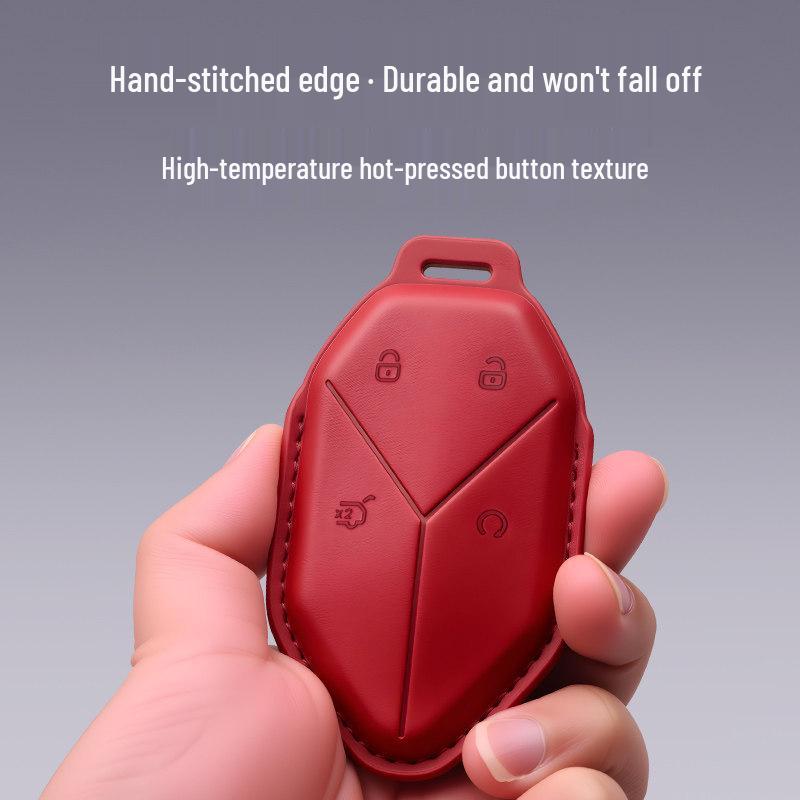 Equation Leopard Titanium Key Case: Genuine Leather, Anti-Fall, Interior Modification Accessory for 3-7 Keys