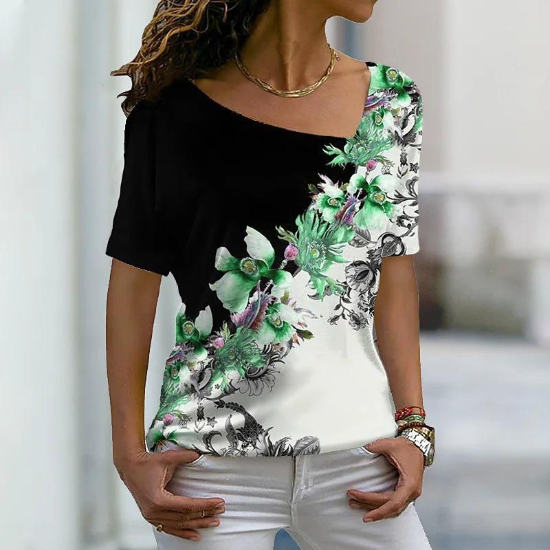 Летняя тонкая базовая повседневная футболка, элегантная женская популярная футболка с короткими рукавами и принтом, новая модная сексуальная уличная одежда XS-8XL