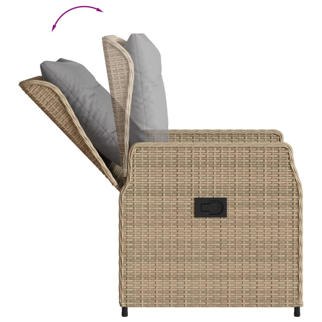 3 Piece Outdoor Dining Set with Cushions Beige Poly Rattan