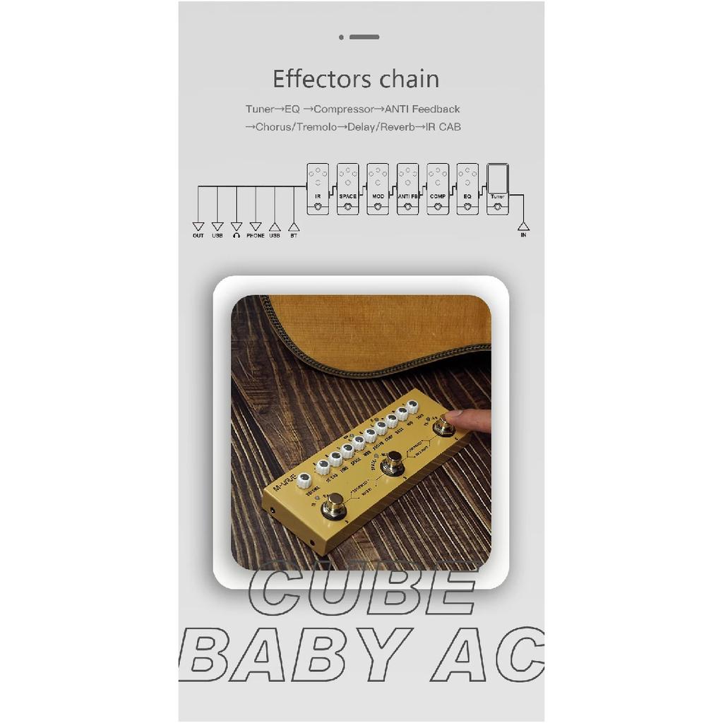 M-vave Cube BABY Rechargeable Multi Effects Pedal for Electric Acoustic Guitar Recording Audio Interface Function Cuvave Pedal