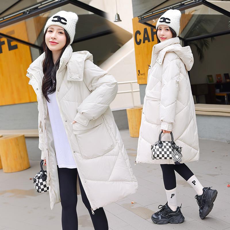 Женское утолщенное хлопковое пальто в корейском стиле: Средняя/длинная модель Petite Fit, зимняя коллекция 2023 г.