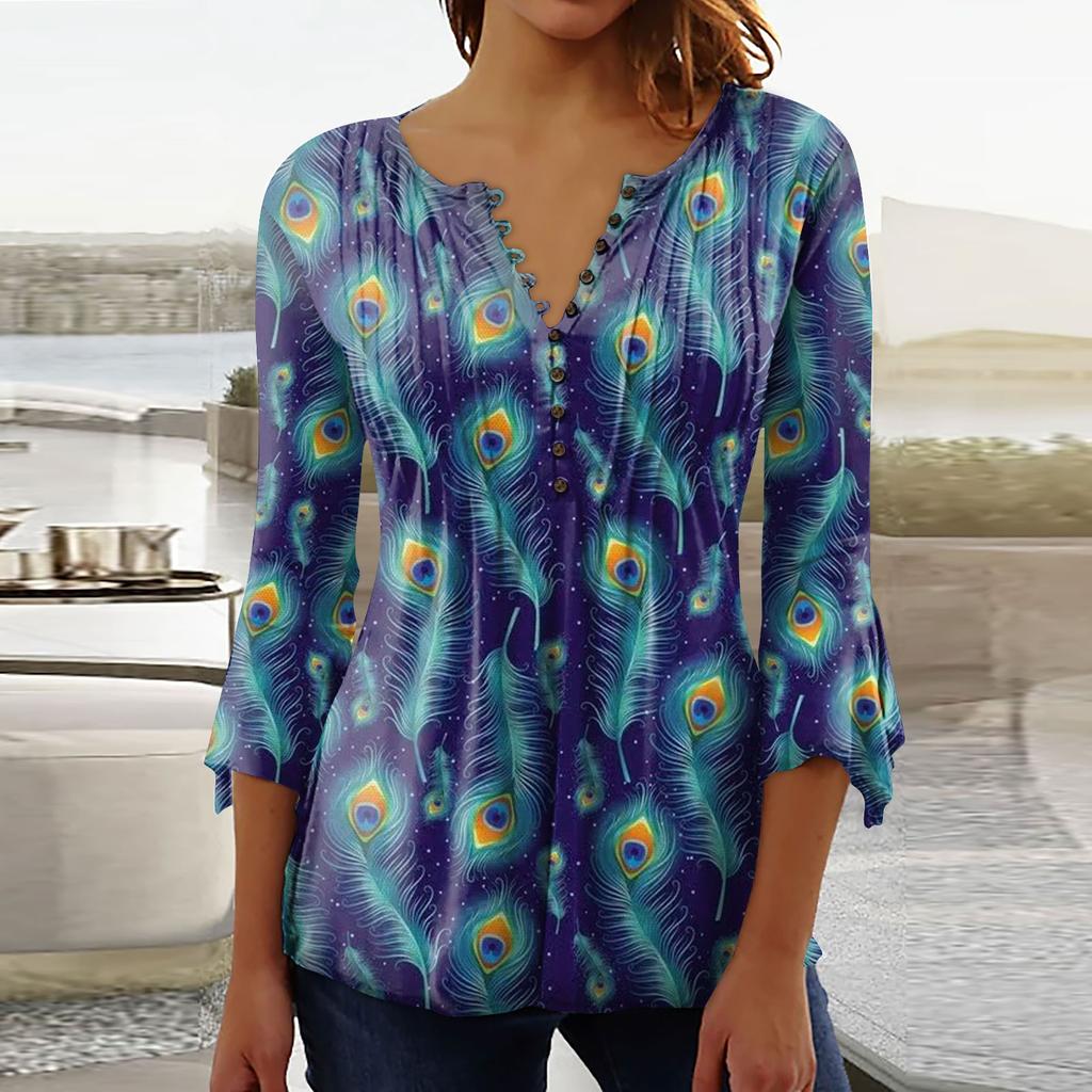 Женская рубашка с принтом на пуговицах, рубашка, леггинсы, топ