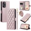 For Xiaomi Poco F5 5G/Redmi Note 12 Turbo Magnetic Case Rhombus Grid Leather Cover with Wrist Strap
