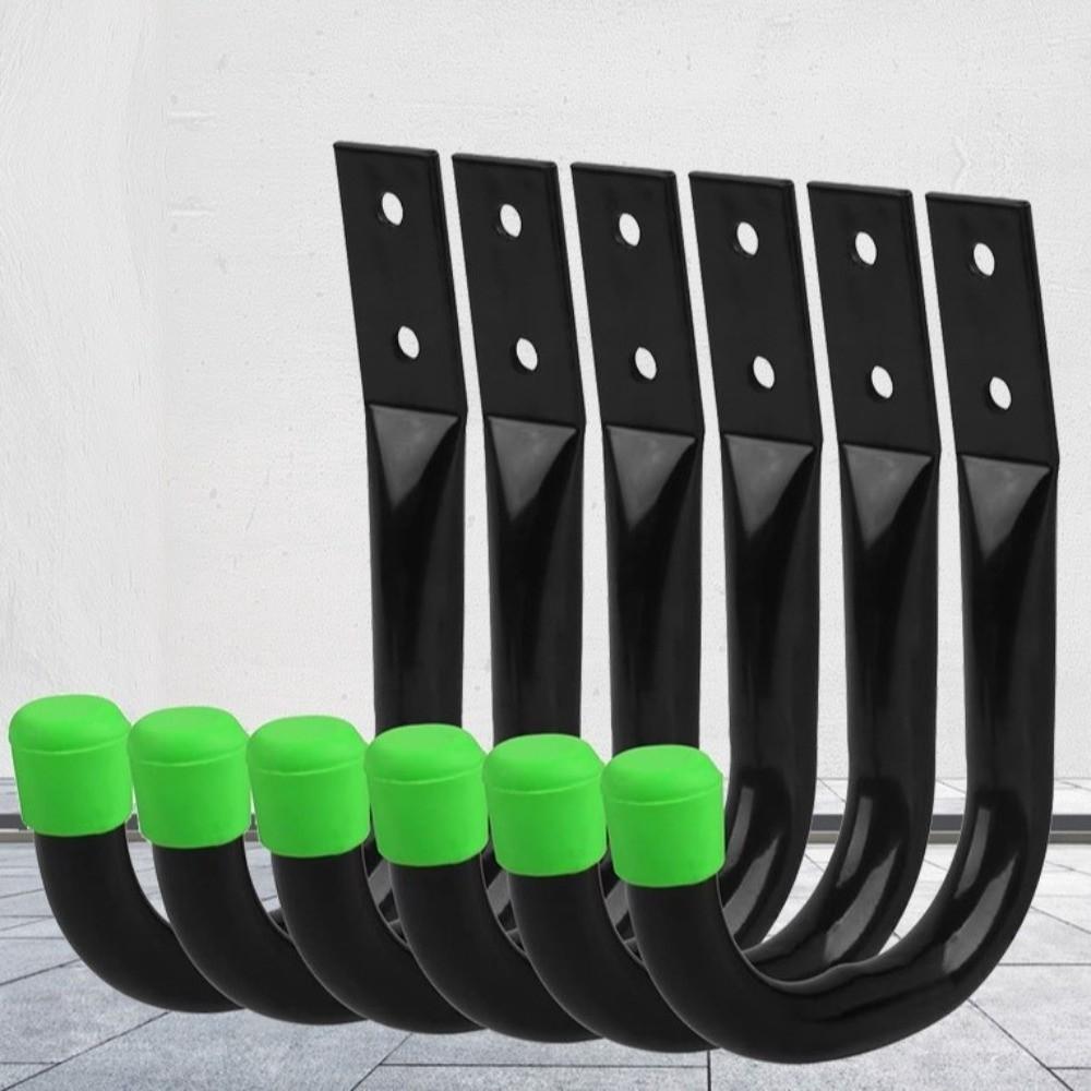 6PCS/Set J-Type Bike Wall Mount Hooks Anti-Slip Rubber Coating Bike Parking Hanger Garage Storage