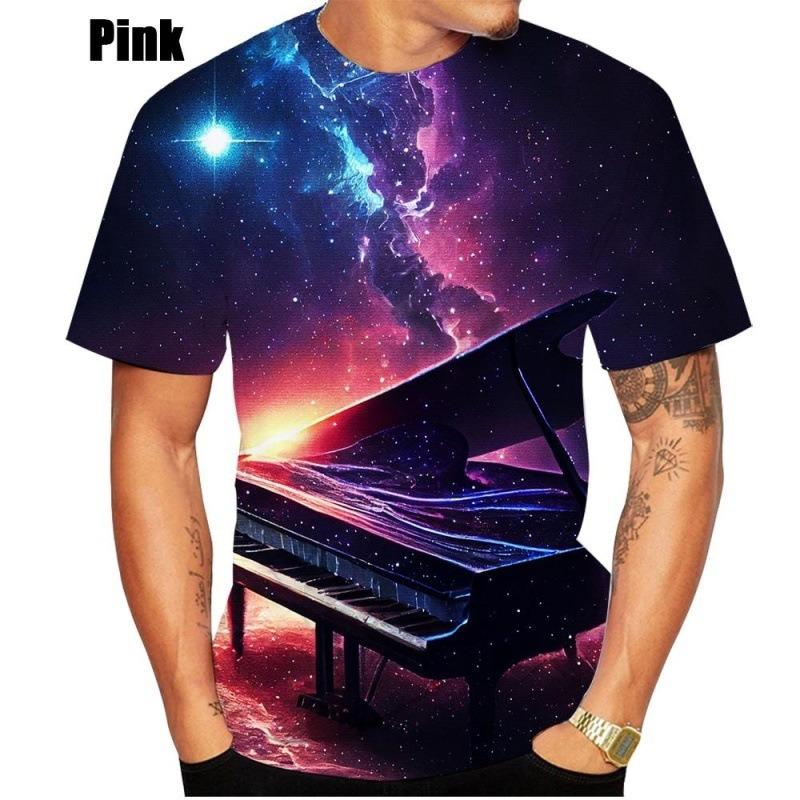 Модная футболка с 3D-принтом, ноты фортепианной музыки, головокружение, гипнотический, забавная футболка с коротким рукавом, топы для мужчин/женщин