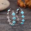 1 Pair Women Earrings Exaggerated U Shape Natural Stone Ethnic Style Bohemian Rhombus Faux Turquoise Statement Earrings Fashion Jewelry