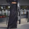 Women Maxi Skirt Elastic High Waist Shiny Sequins Long Skirt Street Style Loose Fit Skirt Night Club Stage Show Skirt