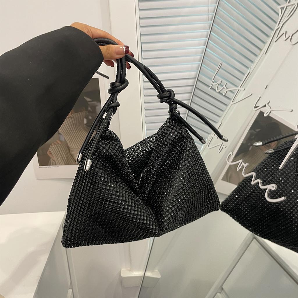Гламурная вечерняя сумочка, сумка через плечо для женщин, блестящая, со стразами, ПВХ-сетка, застежка-молния с бриллиантами для торжественных мероприятий