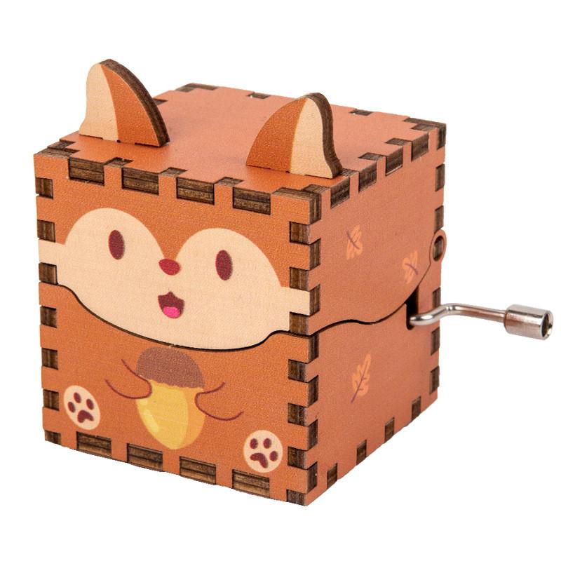 Деревянная музыкальная шкатулка-игрушка в форме животных (кролик, лиса, панда) для детей от 3 до 6 лет Подарок для девочек