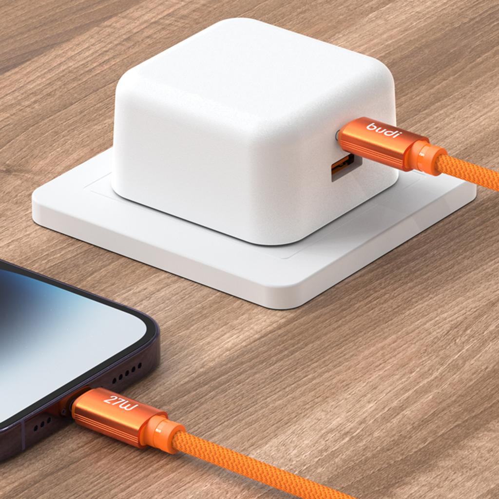 BUDI DC271TL15C 1,5 м Кабель Type-C на Lightning 27 Вт Быстрая зарядка Нейлоновая оплетка Дата-кабель