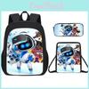 Astro Bot Student Backpack Threepiece Set With Breathable Oxford Fabric For School Kids