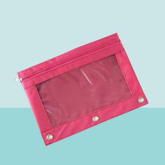 Папка-регистратор на кольцах B5 из ткани Оксфорд с прозрачным пеналом и двойной молнией на три отверстия