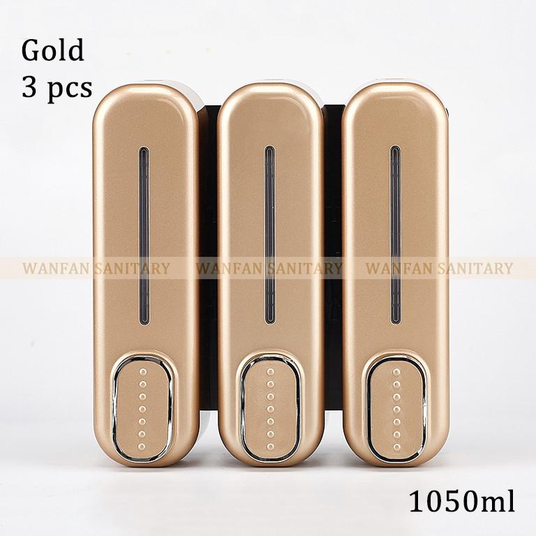 Золотые дозаторы мыла настенные АБС-пластик Жидкий шампунь Контейнер для душа 1050 мл Пластиковый держатель для мыла для ванной комнаты Туалетной комнаты 18036
