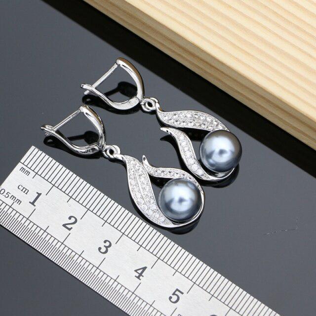 925 Sterling Silver Jewelry Earring Freshwater Pearls White Cz Beads Drop Dangle Earrings For Women Free Gifts Box