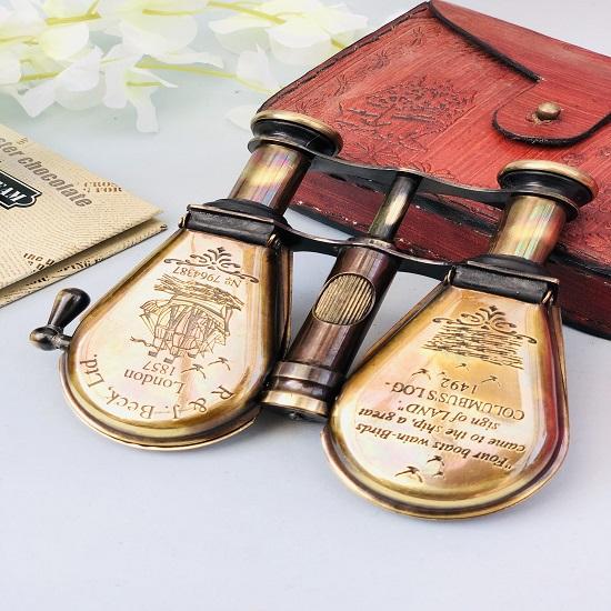 Vintage Portable Binocular Nautical Spyglass Glass Binocular for Hiking, Camping Columbus Binocular