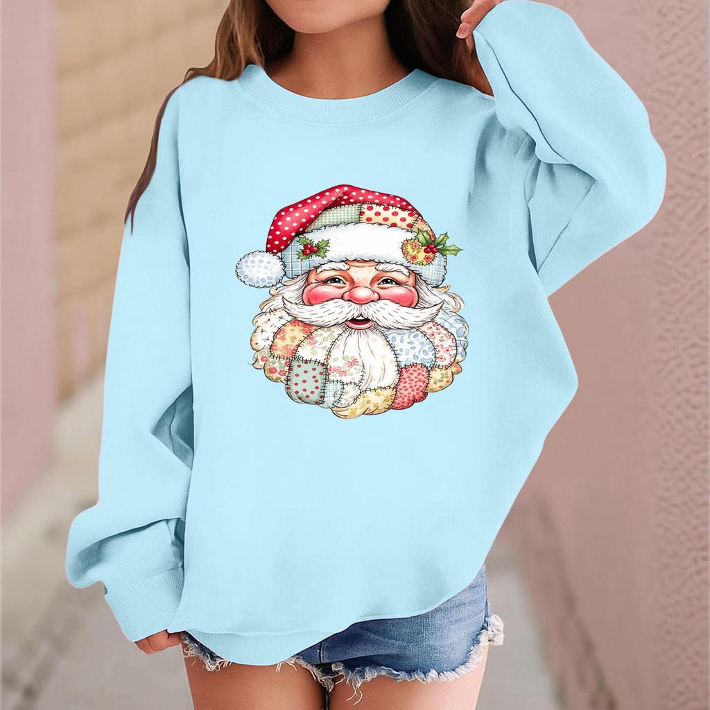 Children's Fashionable Casual Long-sleeved Loose Christmas Print Pullover Sweatshirt
