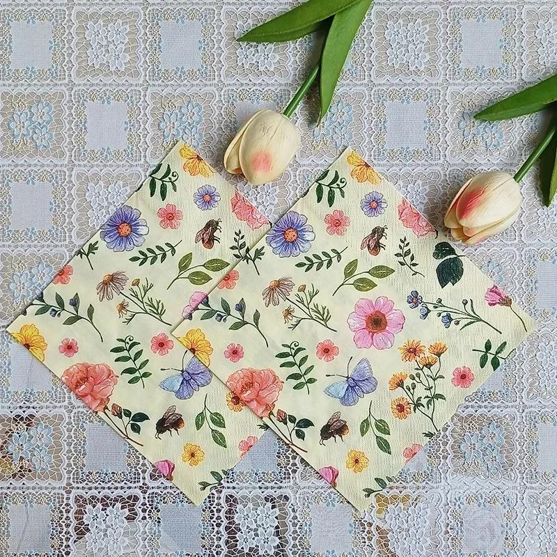 20 шт./упак. 33*33 см 2-слойные одноразовые салфетки для вечеринок с цветочным узором