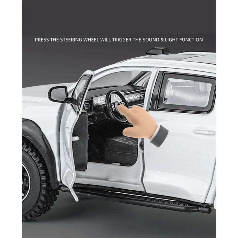 1/24 Great Wall Motor POER Pickup Alloy Car Model Diecast Metal Offroad Vehicles Car Model Simulation Sound Light Kids Toy Gift