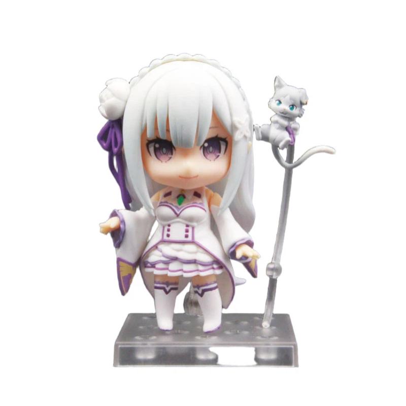 Ре:Zero Emilia 751 Q-версия Nendoroid Подвижная Аниме Фигурка Со Сменными Лицами Игрушки Милая Кукла Коллекционная Настольное Украшение Подарки