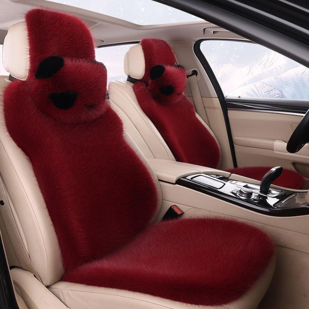 Non-slip Car Plush Cushion Cartoon Panda Backrest Lumbar Support Car Headrest Waist Support Winter