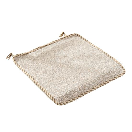 Decorative Seat Mat for Rattan Chairs Cotton Linen Chair Pad with Ties, Striped Plaid Comfortable Pads Patio Lace Trim, Breathable Dining Office Soft