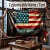 American Patriotic Theme Throw Blanket Custom Name Text Personalized Blanket Soft Cozy Blanket for Home Sofa Bed