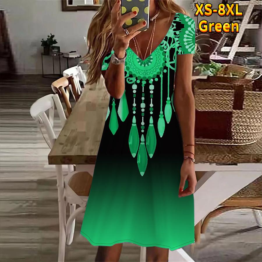 Летняя мода женская V-образным вырезом с коротким рукавом ледяное ожерелье с кристаллами платье с принтом секс-платье