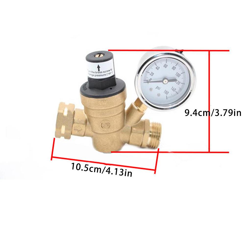 RVs Water Pressure Regulator 0-100 PSI 3/4 Inch Vehicle Inlet Screen Filter Adjustable Reducer Valve Plumbing Accessory