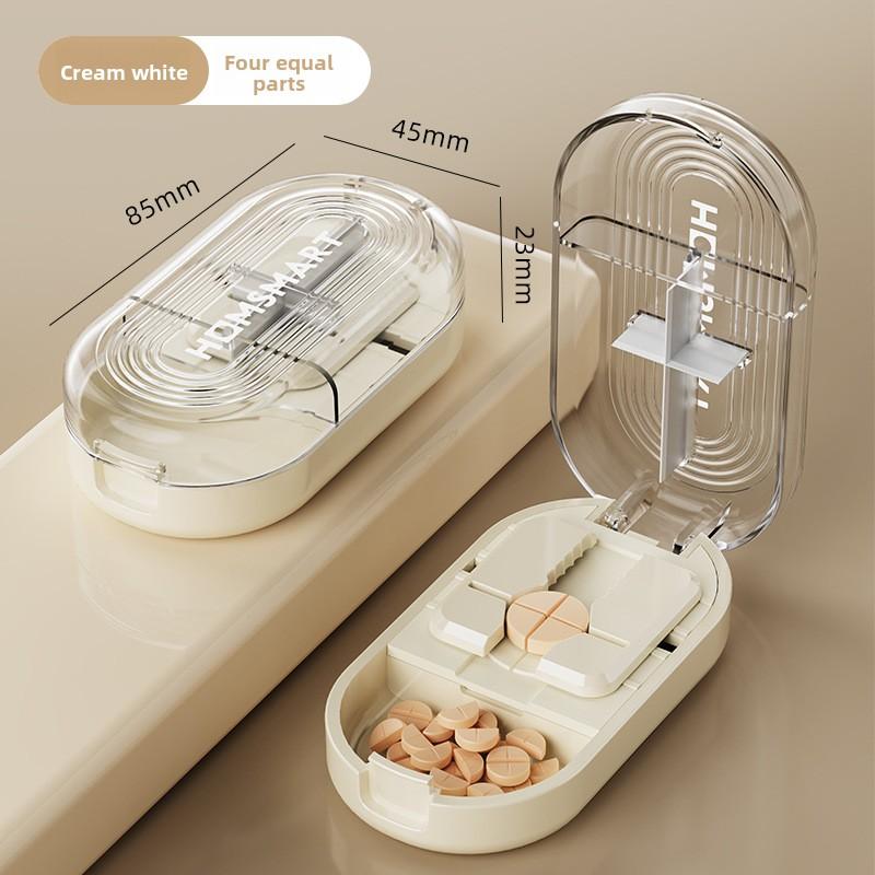 Портативный мини-резак и разделитель таблеток 1/2 1/4 с отделением для хранения для витаминов, лекарств, органайзер, таблетница