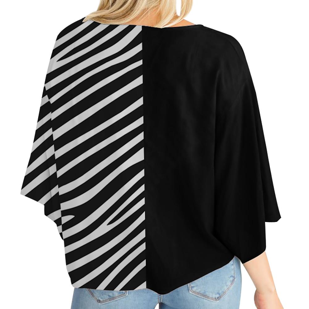 Womens V Neck Tie Knot Front Blouses Fashion Bat Wing Short Sleeve Tops Shirts