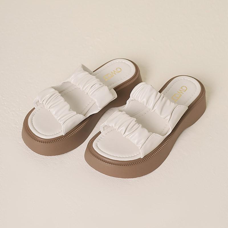 Sandals women's summer 2025 new fashion outer wear muffin bottom double belt casual high-end elastic band slippers women