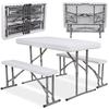 Springos® Ensemble de mobilier de jardin Table de jardin 2 bancs pliables