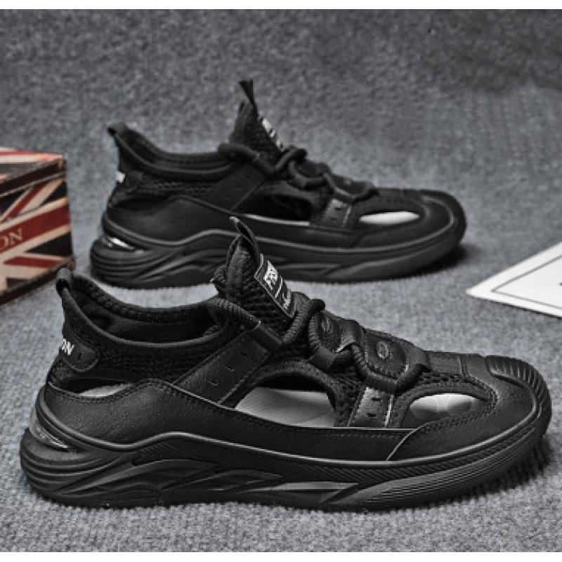 Внешние сандалии, дышащая сетчатая пляжная обувь, низкие полые повседневные туфли, мужские дырчатые туфли