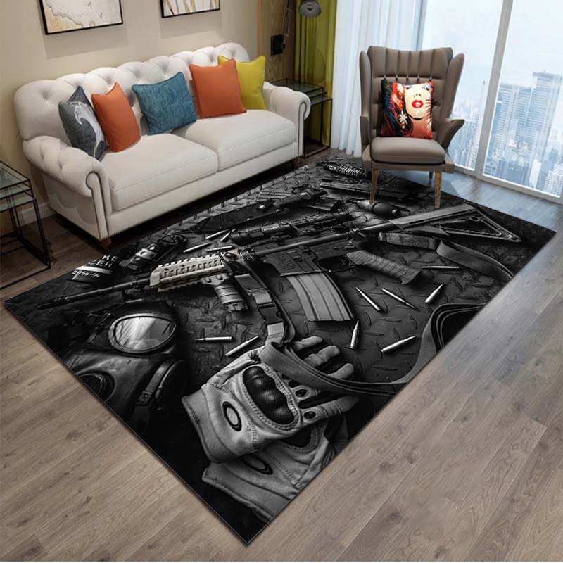 15 размеров 3D ковер с изображением винтовки, пистолета, револьвера, ковер для гостиной, спальни, кухонный коврик, ванный противоскользящий коврик для пола