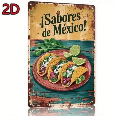 Металлическая табличка Tortilla Fresco 118x78 дюймов Винтажный Декор Стены Кухни с Тако Ретро Кафе Искусство