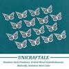 60Pcs 304 Stainless Steel Pendants Etched Metal Embellishments Butterfly Stainless Steel Color 19x26x0.4mm Hole: 1.2mm