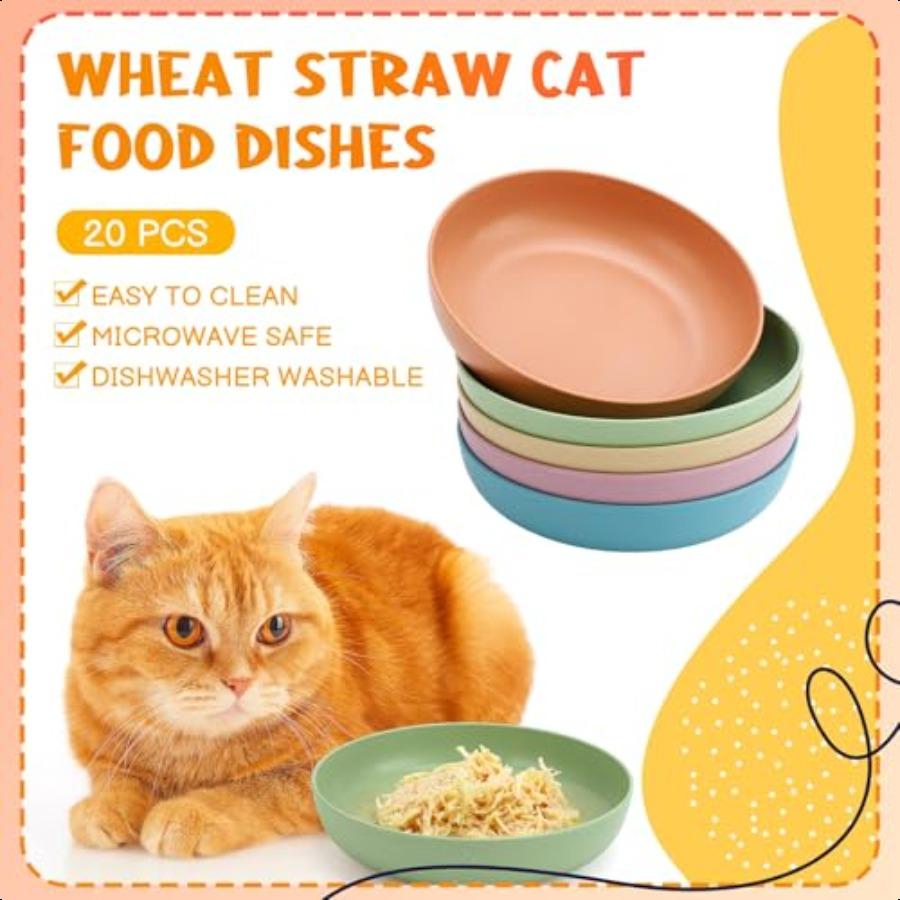 Набор из 20 штук мелких кошачьих мисок 5,5 дюймов пластиковые тарелки для кошачьего корма для влажного корма для котят с короткими лапами