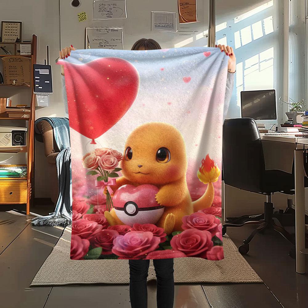 1Pc Balloon Cluster Print Flannel Blanket, High quality Comfortable for All Seasons, Home Decor, Warmth and Comfort, Perfect for Christmas Gifts