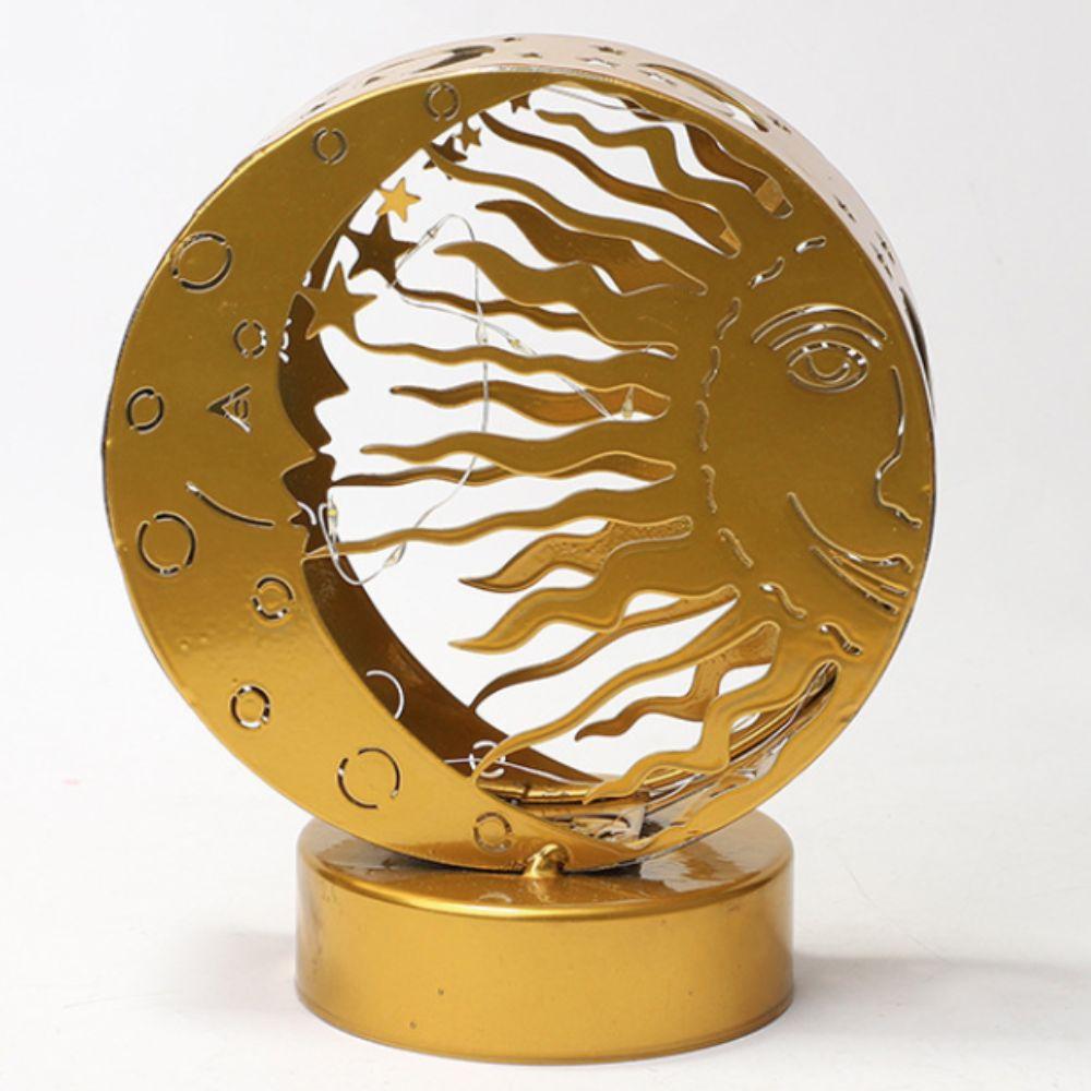 Gold Moon Castle LED Light Wrought Iron Ramadan Desk Ornament Ramadan Night Light Bedroom