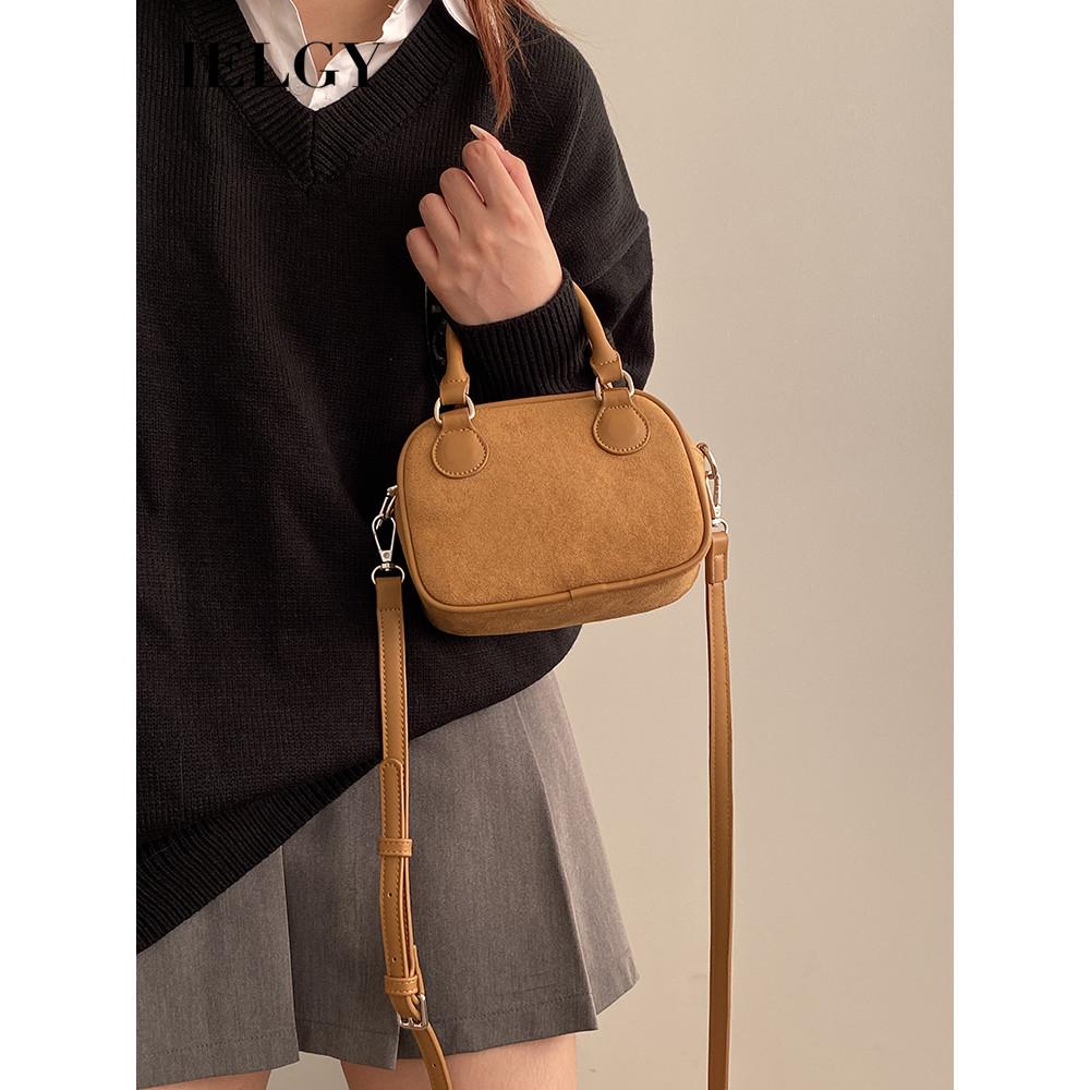 Ielgy Autumn Winter Retro Flannel All-Match Portable Shoulder Messenger Bag