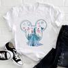 Cute Unisex Frozen Elsa Princess Tops Mickey Mouse Clothes Summer Casual T-shirt Y2k Fashion Short Sleeve Tees