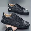 Fashion Trend Rivet Hot Diamond Nightclub Leather Shoes Men's Red Sole Casual Shoes Spirit Society Guy Board Shoes